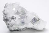Purple & Green Cubic Fluorite Cluster with Quartz - China #205616-2
